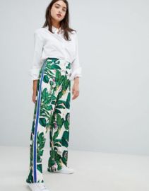 DESIGN Tailored Tropical Print Wide Leg Track Pants at ASOS