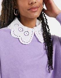 DESIGN broderie frill collar in white at ASOS