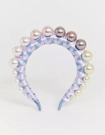 DESIGN headband with graduating pastel pearl embellishment at ASOS