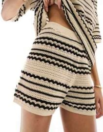 DESIGN knit beach shorts in beige - part of a set at ASOS