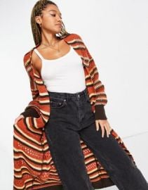 DESIGN midi cardi in textured stripe at ASOS