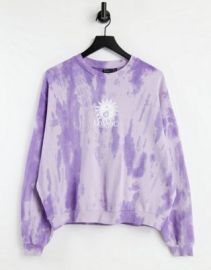 DESIGN oversized celestial sweatshirt in lilac tie dye at ASOS