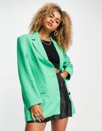 DESIGN oversized grandaddy blazer in bright green at ASOS