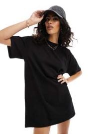 DESIGN oversized mini t-shirt dress in black at ASOS