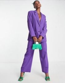 DESIGN relaxed suit pants in purple at ASOS