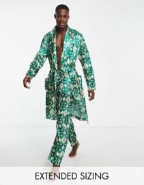 DESIGN satin robe with print at ASOS