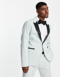 DESIGN skinny tuxedo suit jacket in green at ASOS