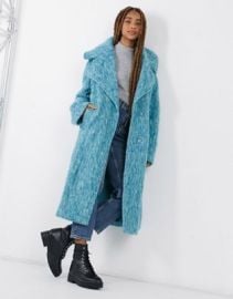 DESIGN slouchy oversized maxi coat in jade at ASOS