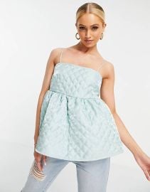 DESIGN smock quilted cami in blue at ASOS