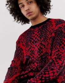 DESIGN sweater with neon snake pattern at ASOS