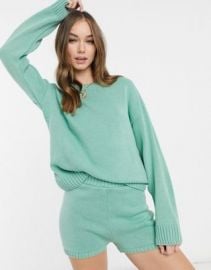 DESIGN two-piece crew neck sweater with long sleeve in light green at ASOS