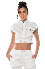 DESTINATION CROPPED CARGO TOP IN IVORY at Akira