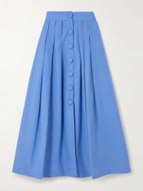 DESTREE Irving pleated cotton-poplin midi skirt at Net a Porter