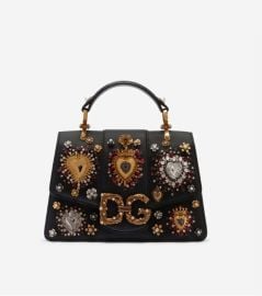 DG Amore bag in calfskin with heart embroidery at Dolce & Gabbana