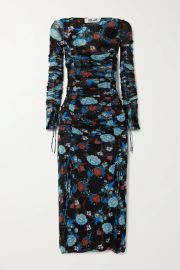 DIANE VON FURSTENBERG Corinne ruched floral-print mesh midi dress NET-A-PORTER at Net a Porter