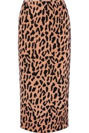 DIANE VON FURSTENBERG Leopard-print crepe de chine midi skirt at Net A Porter