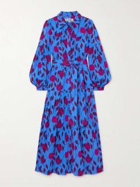 DIANE VON FURSTENBERG Lux belted floral-print cotton-blend midi shirt dress NET-A-PORTER at Net a Porter