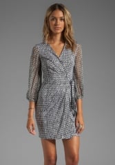 DIANE VON FURSTENBERG Sigourney Dress in Tweed Dash Black at Revolve