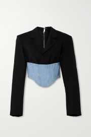 DION LEE Float cropped paneled denim and wool blazer NET-A-PORTER at Net a Porter