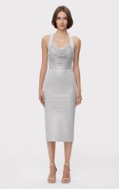 DISCO KNIT FRINGE MIDI DRESS HERV LGER at Herve Leger