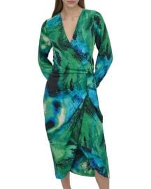 DKNY Abstract Tulip Hem Wrap Midi Dress at Saks Off 5th