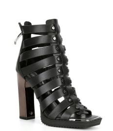 DKNY Adalia Studded Cage Metallic Heel Sandals Dillardx27s at Dillards