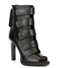 DKNY Blake Strappy Leather Peep Toe Stiletto Booties at Dillards