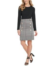 DKNY Button-Trim Plaid-Skirt Dress - Macy39s at Macys