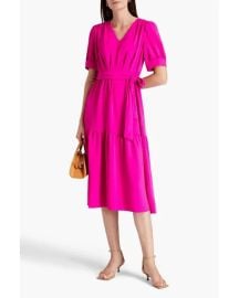 DKNY Gathered Crinkled Jersey Midi Dress in Pink at The Outnet