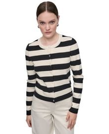 DKNY Jeans Womens Striped Cropped Cardigan Sweater - Macys at Macys