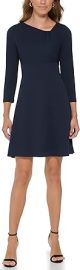 DKNY Jewel Neck Scuba Crepe Fit and Flare Dress at Amazon