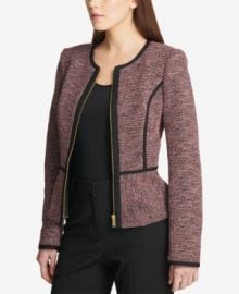 DKNY Knit Piped Peplum Jacket at Macys