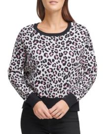 DKNY Leopard Print Crewneck Sweater   Bloomingdales at Bloomingdales