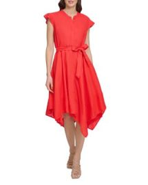 DKNY Linen Asymmetrical Shirt Dress Bloomingdales at Bloomingdales