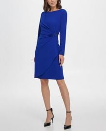 DKNY Long Sleeve Pleated D-Buckle Sheath Dress   Reviews - Dresses - Women - Macy s at Macys