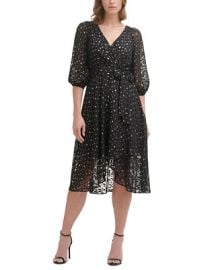 DKNY Metallic Clip Dot Faux Wrap Dress  Reviews - Dresses - Women - Macys at Macys