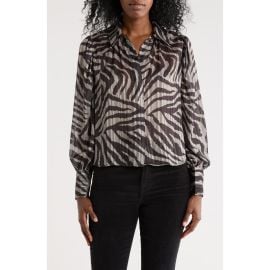 DKNY Metallic Shadow Stripe Long Sleeve Button-Up Shirt in Black Multi at Nordstrom Rack at Nordstrom Rack