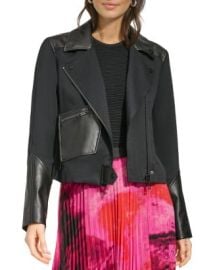 DKNY Mixed Media Moto Jacket Bloomingdales at Bloomingdales