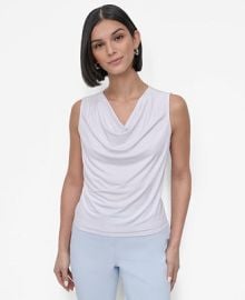 DKNY Petite Sleeveless Draped Cowlneck Top - Macys at Macys