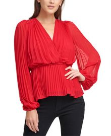 DKNY Pleated V-Neck Wrap Blouse   Reviews - Tops - Women - Macy s at Macys