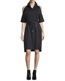 DKNY Poplin Cold-Shoulder Shirtdress at Neiman Marcus