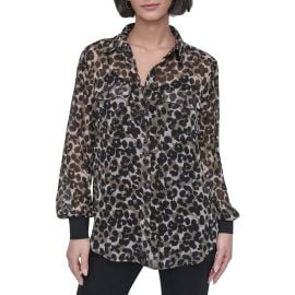 DKNY Print Chiffon Tunic Shirt at Nordstrom
