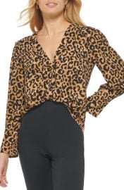 DKNY Print V-Neck Blouse at Nordstrom