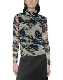DKNY Printed Ruched Mesh Top Bloomingdale39s at Bloomingdales