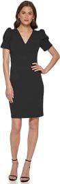 DKNY Puff Sleeve Seam Dress at Womens Clothing store at Amazon