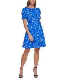 DKNY Puff Sleeve Tie Waist Dress  Reviews - Dresses - Women - Macys at Macys