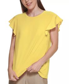 DKNY Ruffled Cap Sleeve Top  Reviews - Tops - Women - Macys at Macys