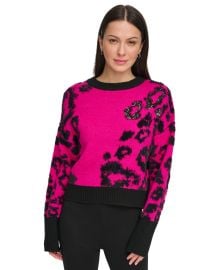 DKNY Sequin Animal Print Long Sleeve Sweater at Nordstrom