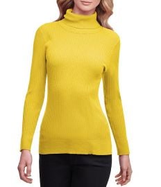 DKNY Solid Ribbed Knit Long Sleeve Turtleneck Top at Dillards