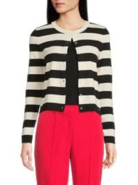 DKNY Striped Cropped Cardigan Sweater at Saks Off 5th